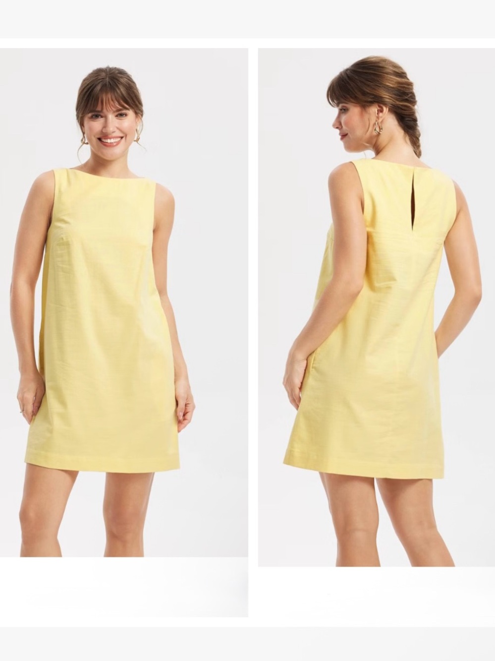 Sleeveless A-Line Minidress Sleeveless butYellow Shift Dress Classic Summer xs